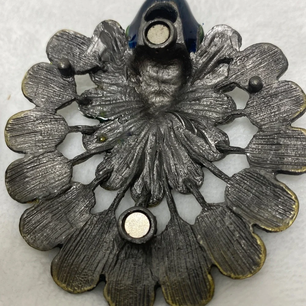 Peacock‎ Trinket Box Magnetic Enamel Jeweled Decorative Figurine Blue Green